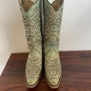Corral Women's Embroidery/Inlay Cowboy Western Boots Blue Glitter A3353 Size 9.5
